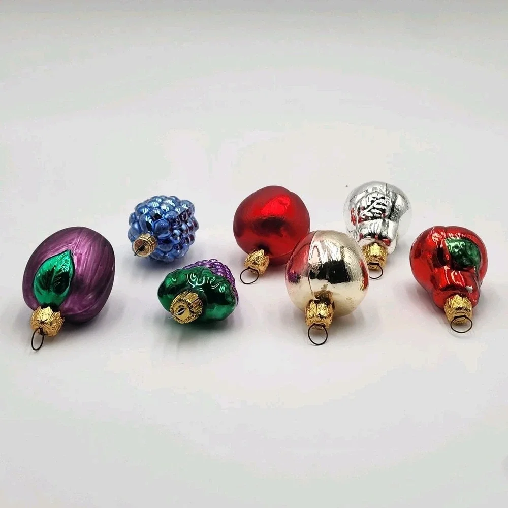 Vintage Mercury Fruit Glass Christmas Ornaments 7 Small German Holiday Nostalgia